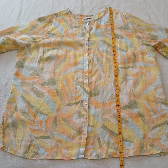 Rachel Zoe Size 3X Linen Button Up Lightweight Print Blouse - Picture 8 of 9